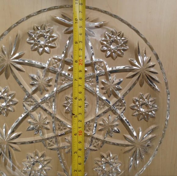 Vintage Anchor Hocking Star Of David Prescut Glass Plate 13.5" - Picture 11 of 15